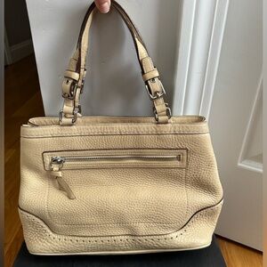 Coach Beige Pebble Leather Handbag